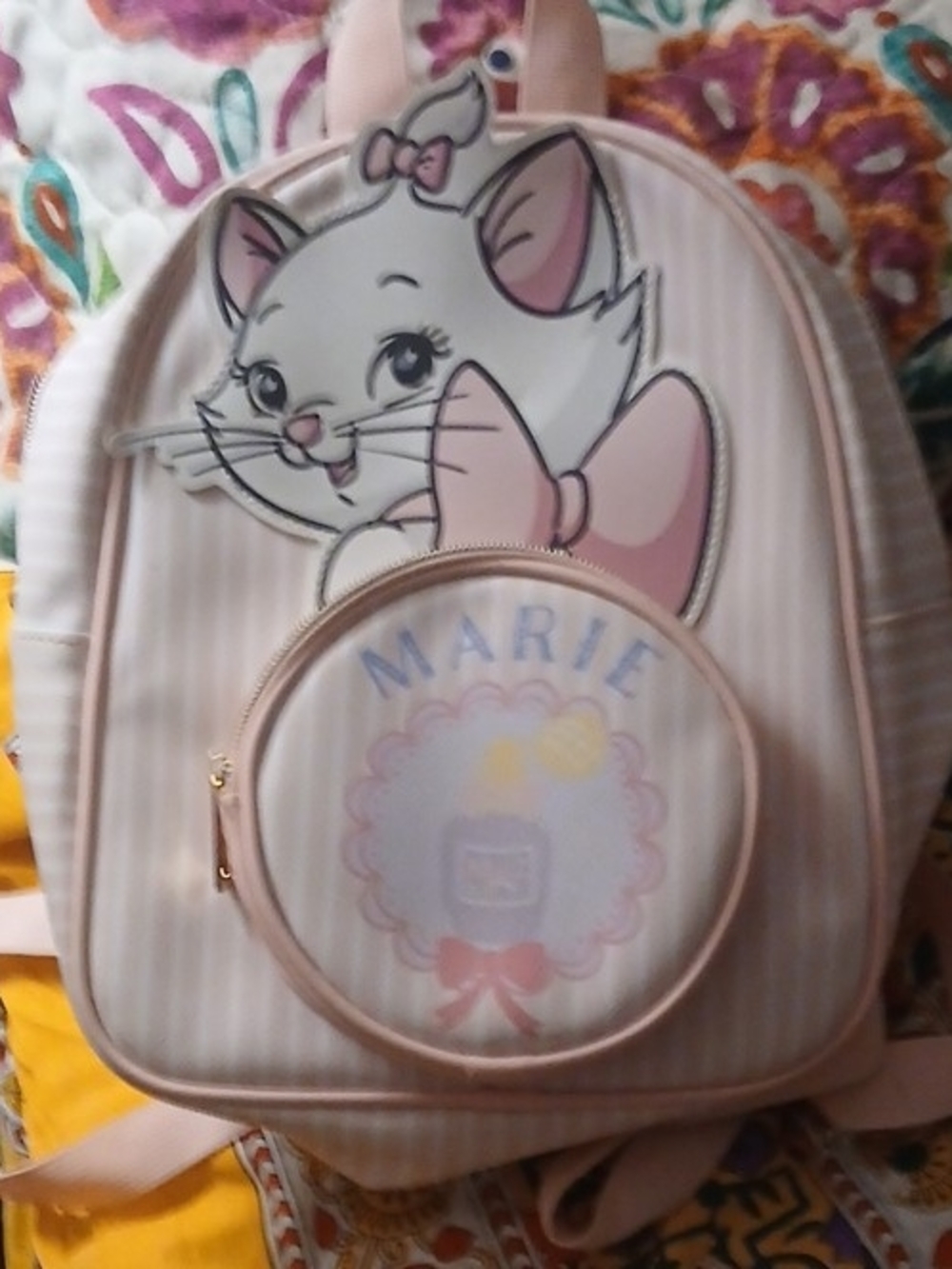 Loungefly Disney The Aristocats Marie Stripe Mini Backpack Pink & White